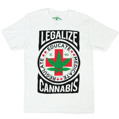 Seven Leaf Legalize Cannabis White Heather T-Shirt
