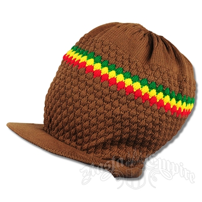 Brown/Rasta Stripe Brim Hat