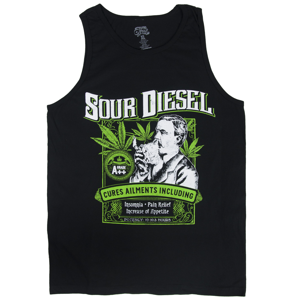 Pogo stick sprong beroerte Selectiekader Seven Leaf Sour Diesel Strain Black Tank Top - Men's | Sour Diesel  Marijuana Shirt