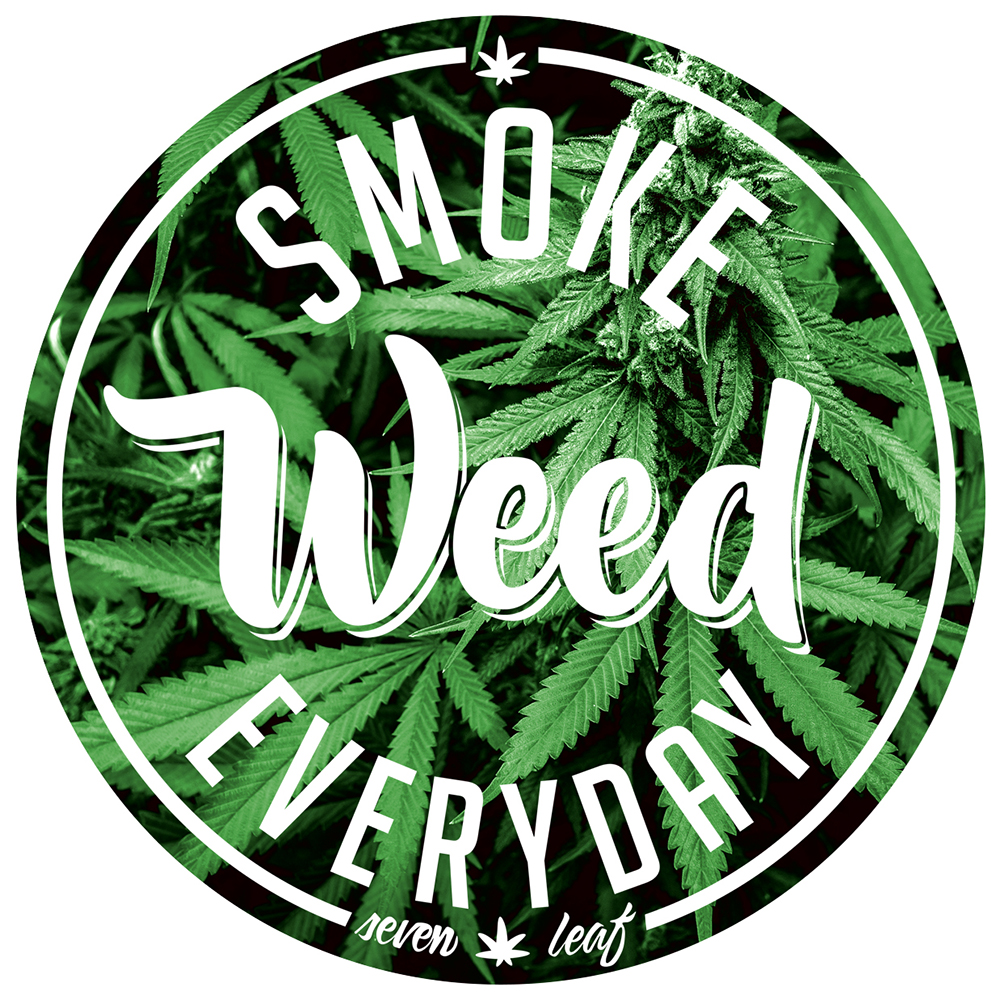 Seven Leaf Smoke Weed Everyday 4"x4" Circle Sticker