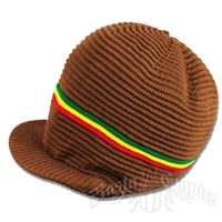 Rasta Ribbed Cotton Cap - Brown/Rasta 