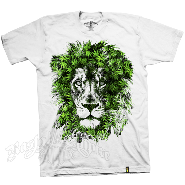 Seven Leaf Lion Marijuana Leaves White T-Shirt – Men’s