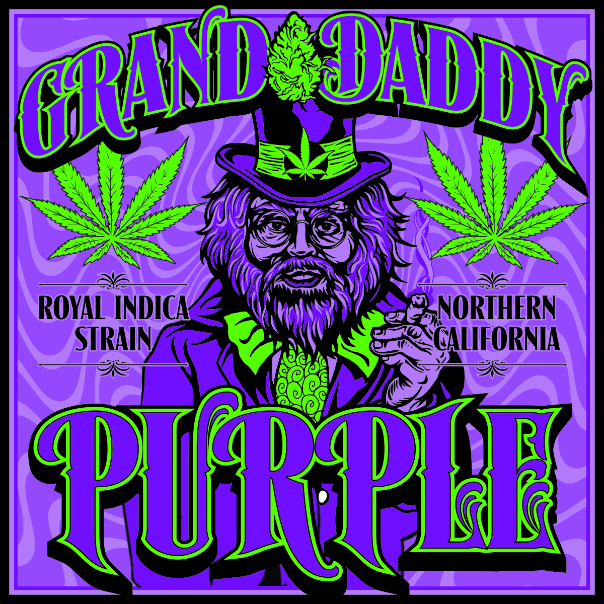 Seven Leaf  Granddaddy Purple Strain Sticker 