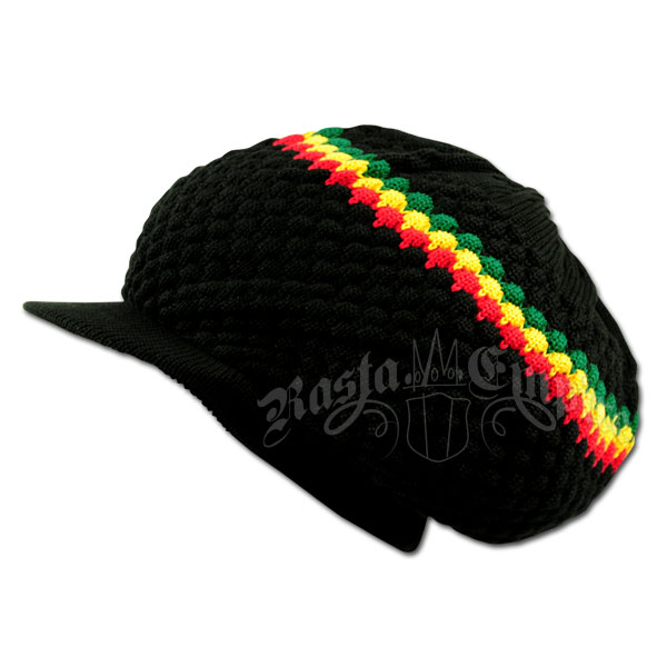 Black/Rasta Stripe Brim Hat