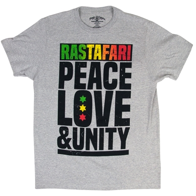 Rastafari Peace Love & Unity Heather Grey T-shirt - Men's