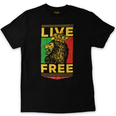 RastaEmpire Live Free Rasta Lion Black T-Shirt - Men's