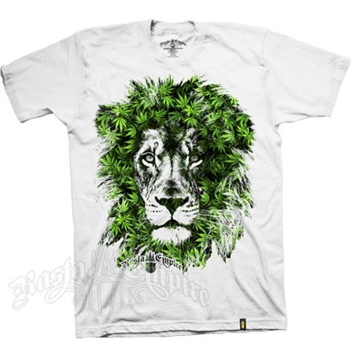 Seven Leaf Lion Marijuana Leaves White T-Shirt – Men’s