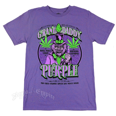 Seven Leaf  Granddaddy Purple Strain Black Light Purple T-Shirt – Men’s 